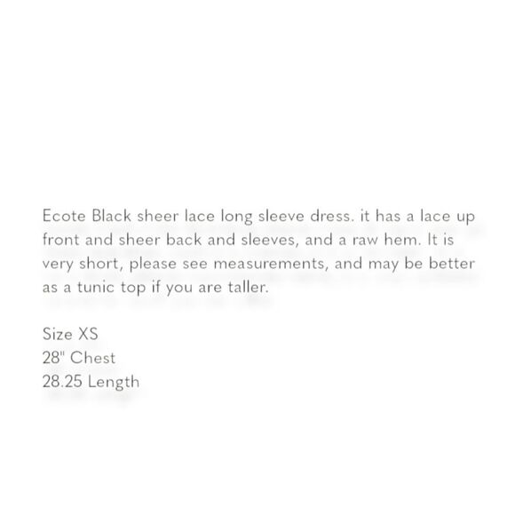 URBAN OUTFITTERS (ECOTE) LONG SLEEVE, SHEER LACE, SHORT DRESS, TIE LACE UP NECK - Picture 9 of 9